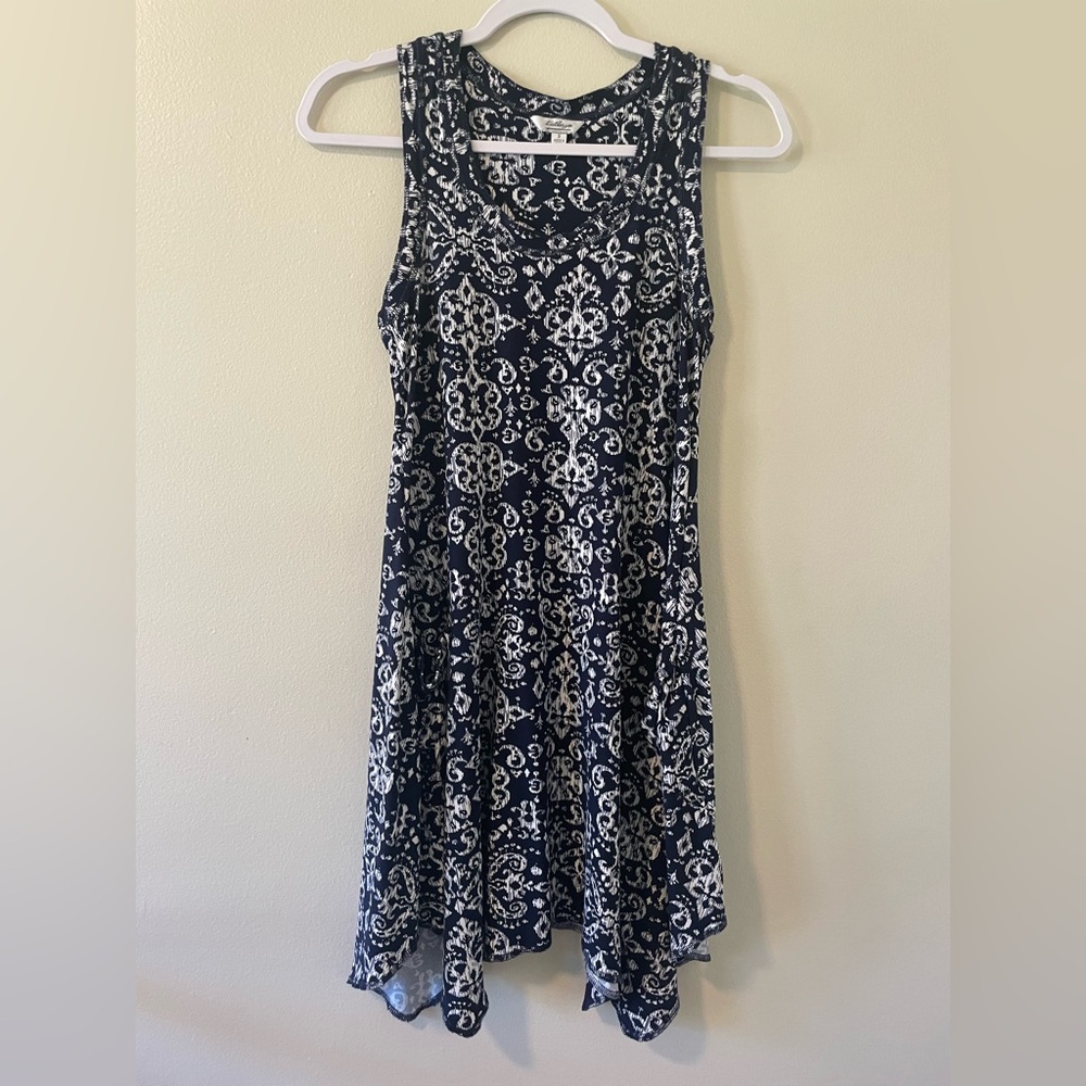 Kathryn Navy and White Abstract Chinoiserie Design Mini Dress